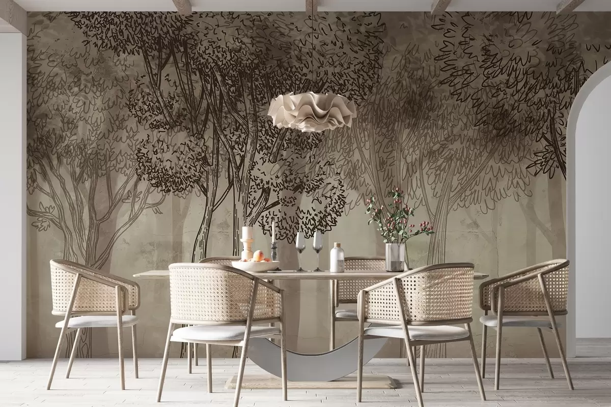 murales de pared Frondosos árboles w04251