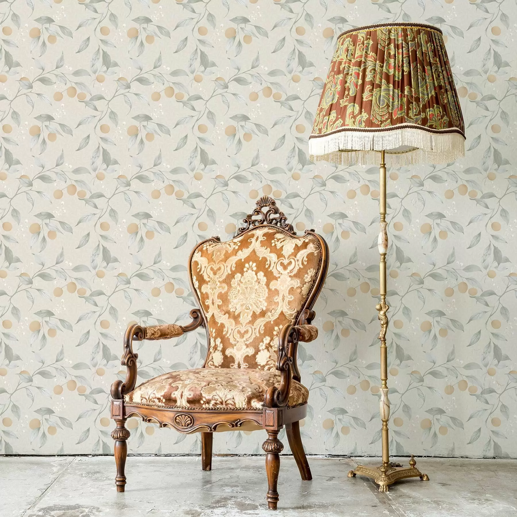 murales de pared Ramas claras con bayas naranjas a00344