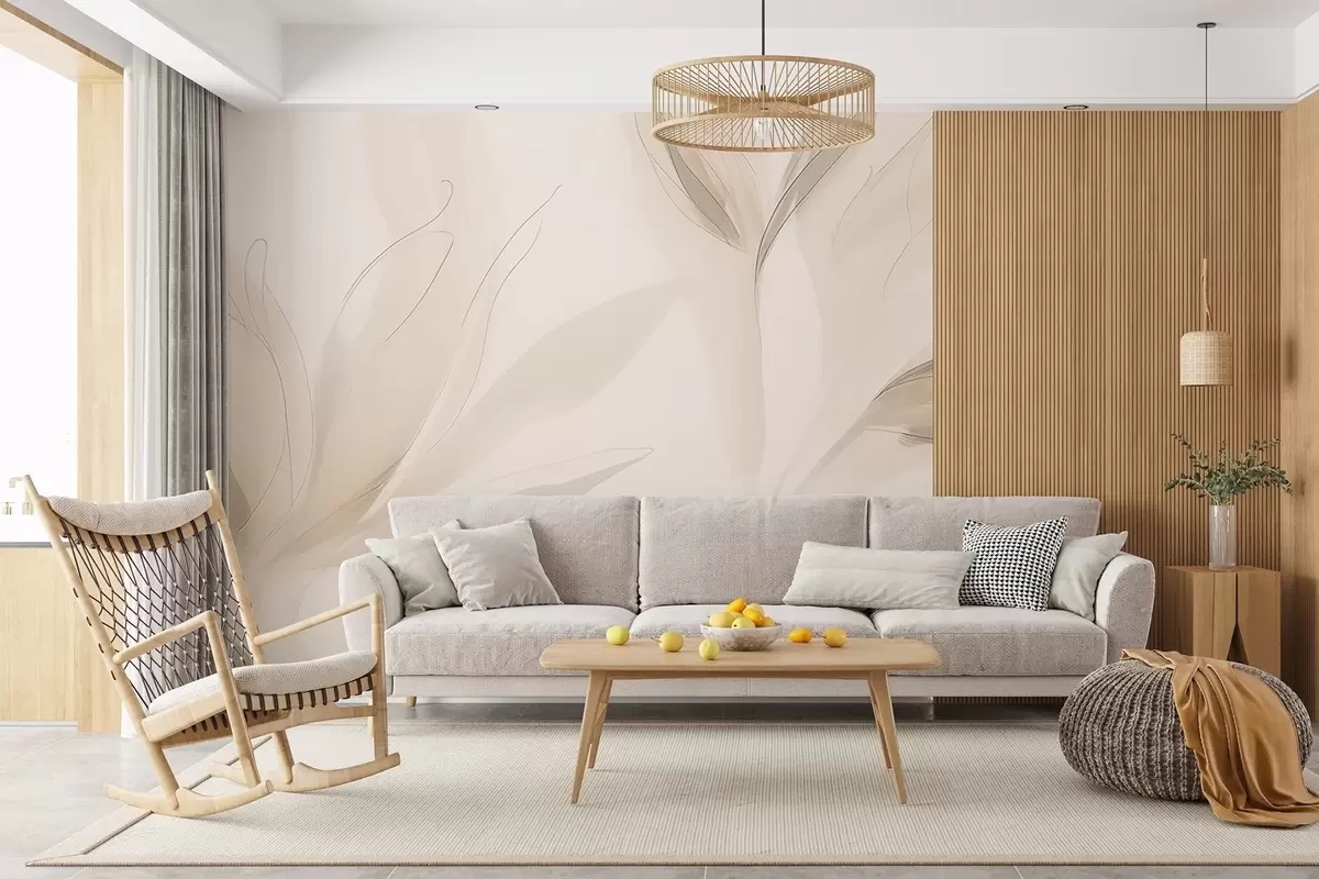 murales de pared Hojas abstractas ligeras w04243