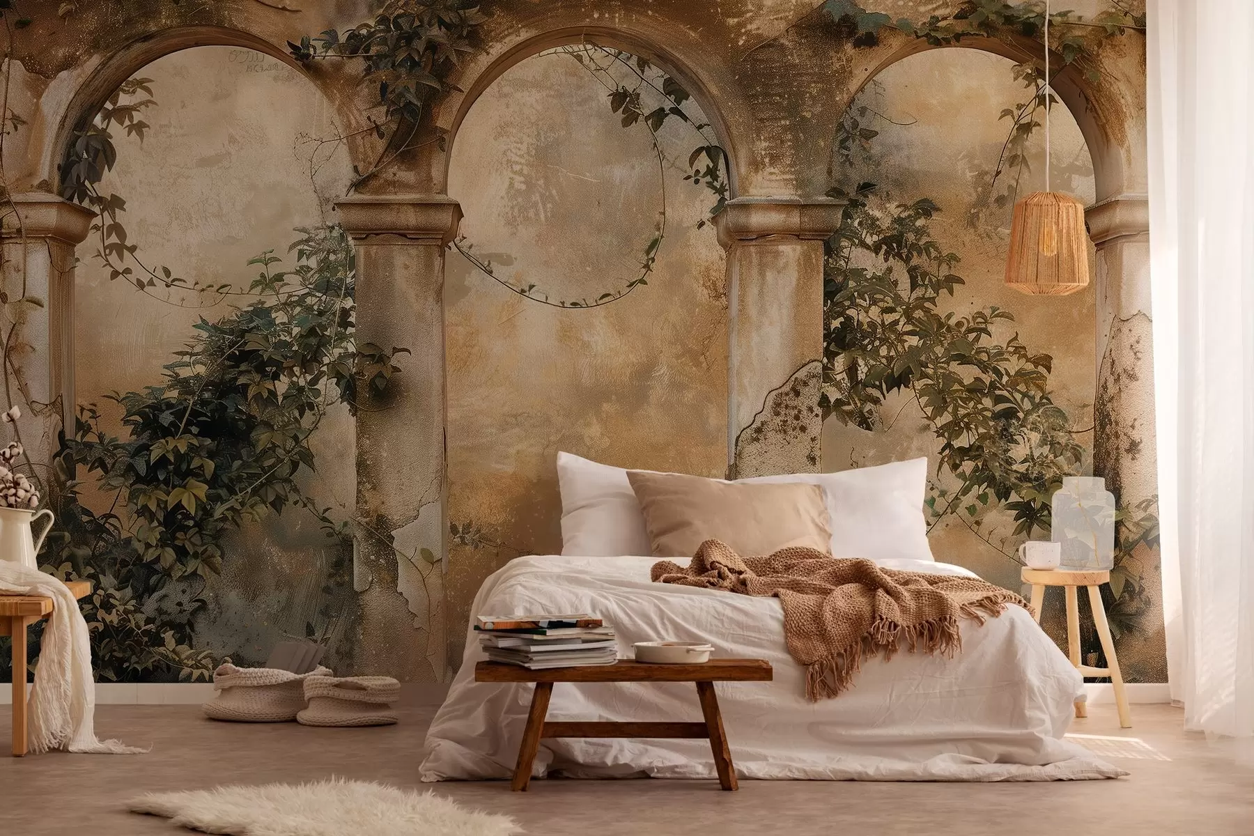 murales de pared arcos retro tintados con hiedra w04304