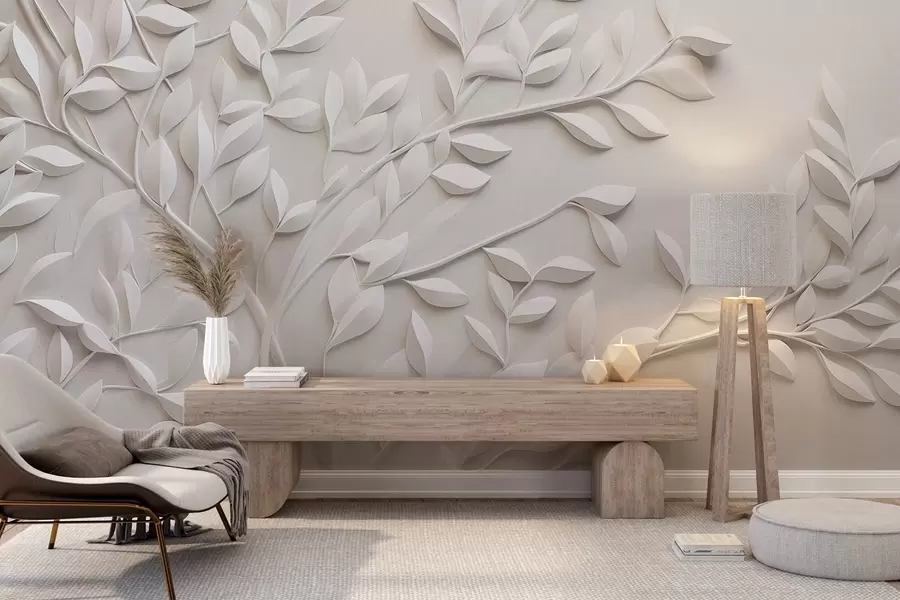 murales de pared Textura monocroma en relieve de la naturaleza w04329