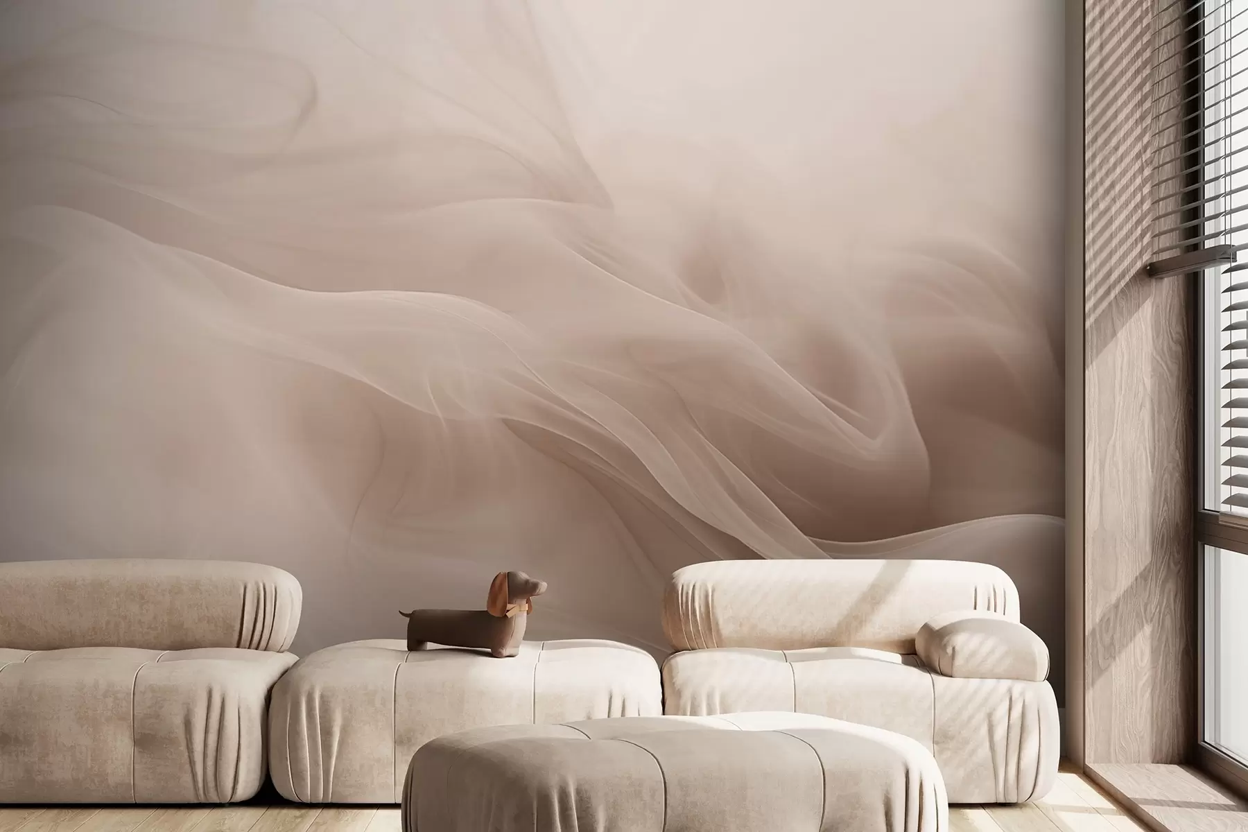 murales de pared Suaves ondas ahumadas beige de estilo abstracto w09273v1