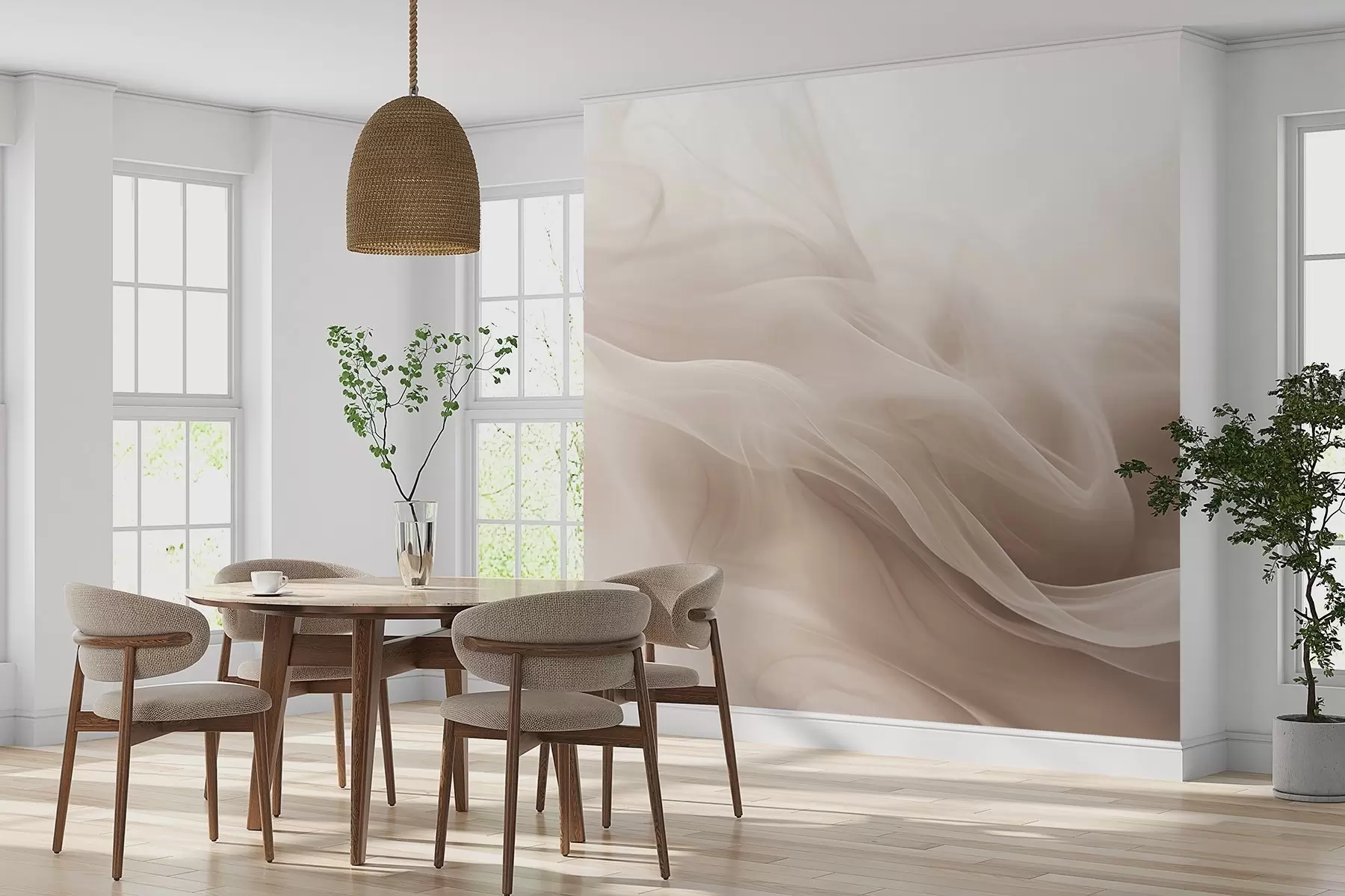 murales de pared Suaves ondas ahumadas beige de estilo abstracto w09273v1