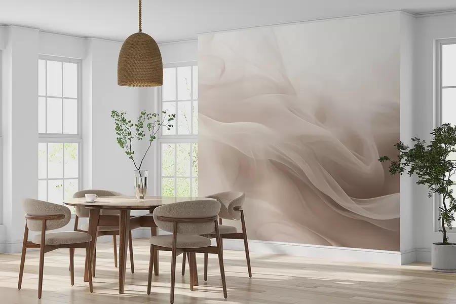 murales de pared Suaves ondas ahumadas beige de estilo abstracto w09273v1