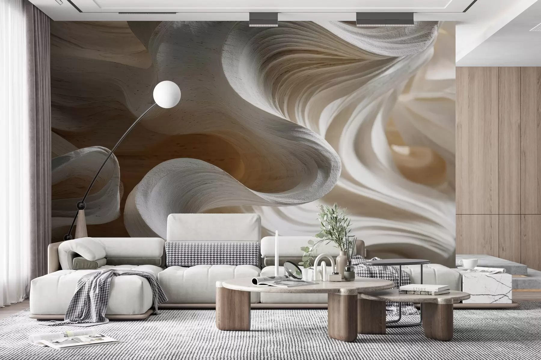 murales de pared Imitación de olas de madera w04316