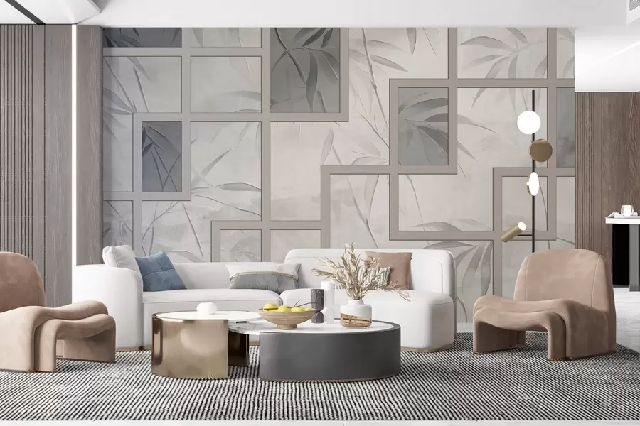 murales de pared Bambú y geometría w04319