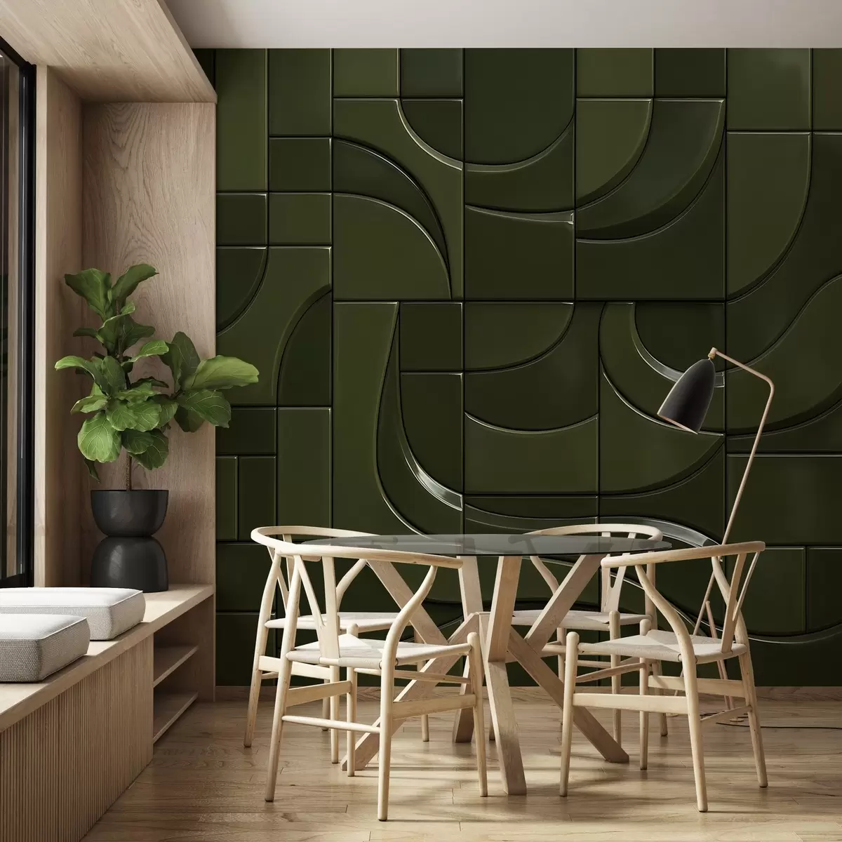 murales de pared Imitación de paneles brillantes w04325