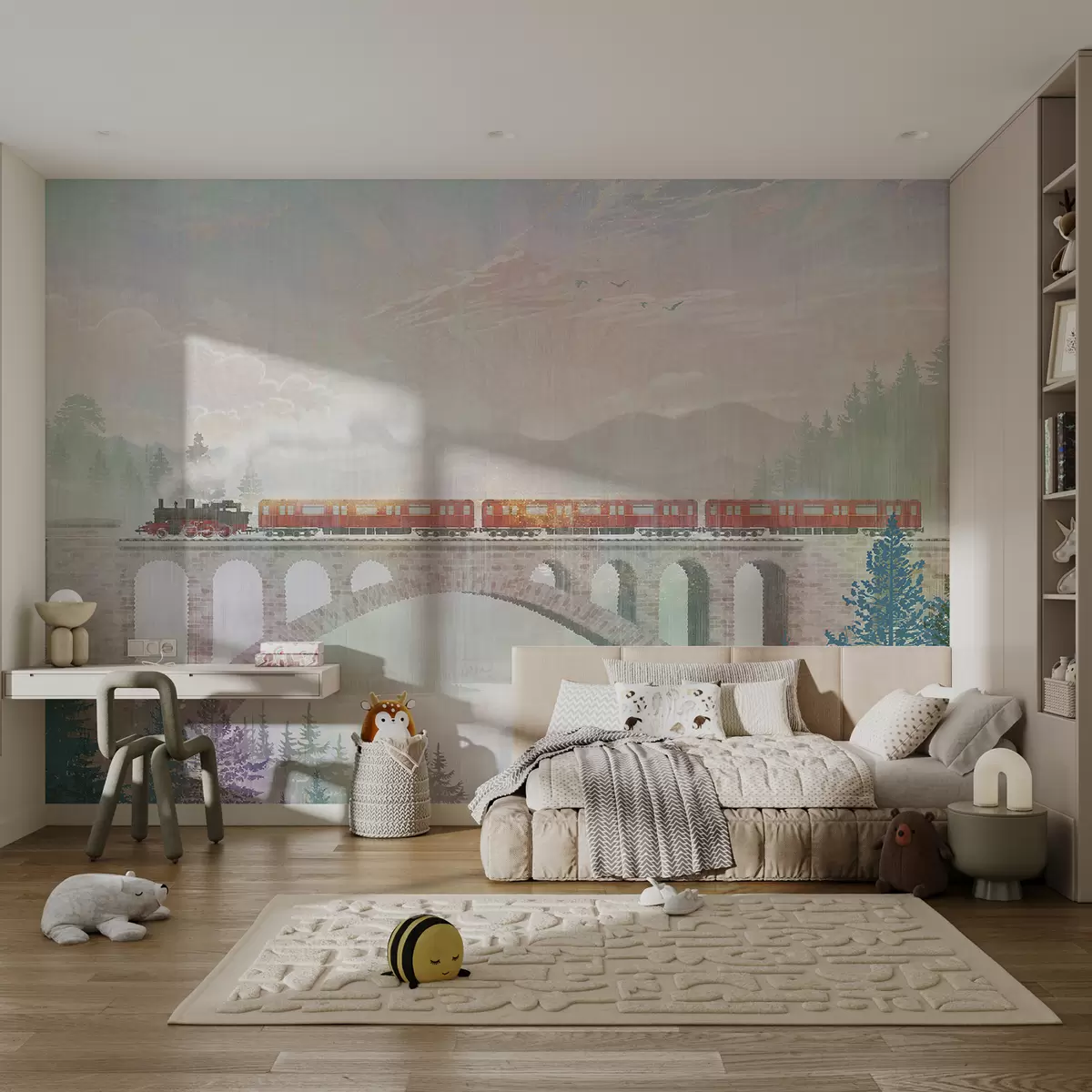 murales de pared Tren rojo sobre el valle u64350