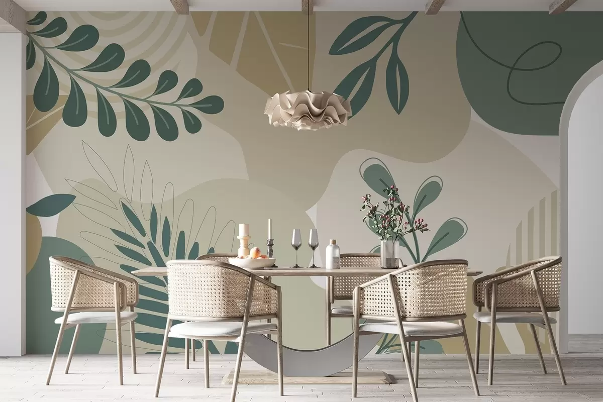 murales de pared Abstracción, hojas w04366v2