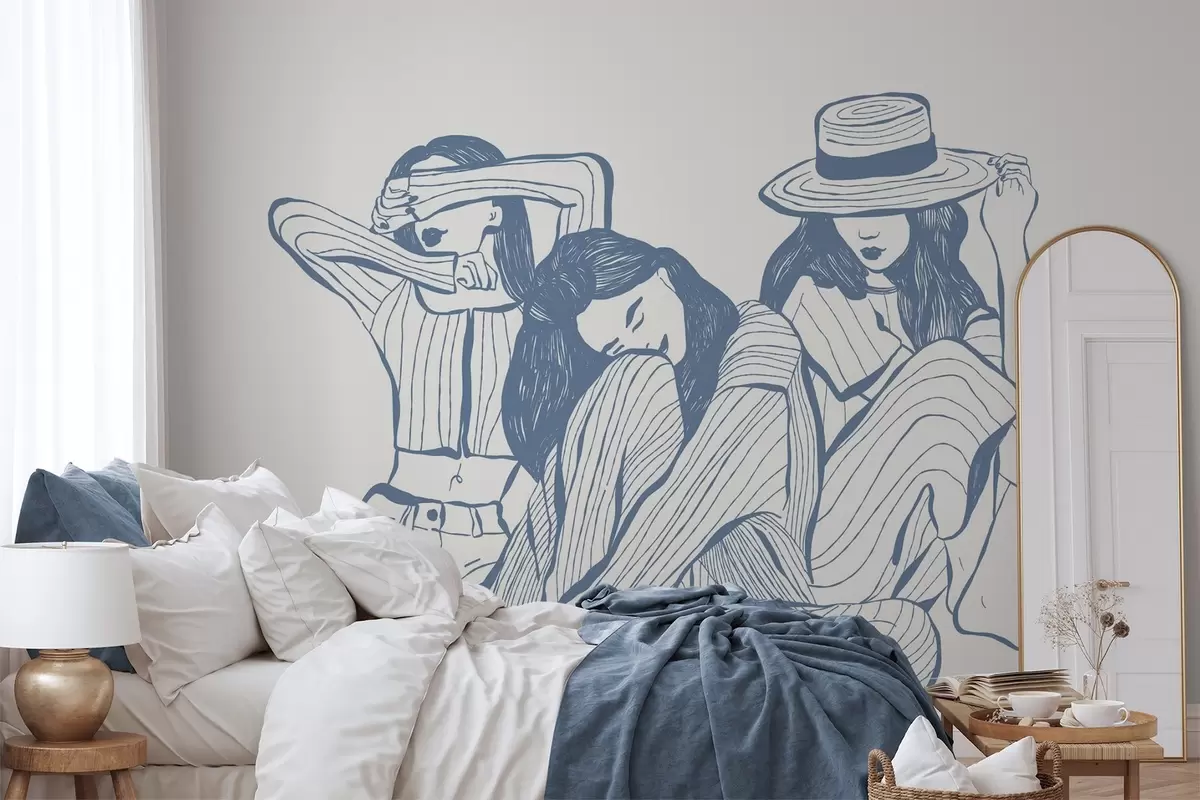 murales de pared Chicas tonos azules w04384v1