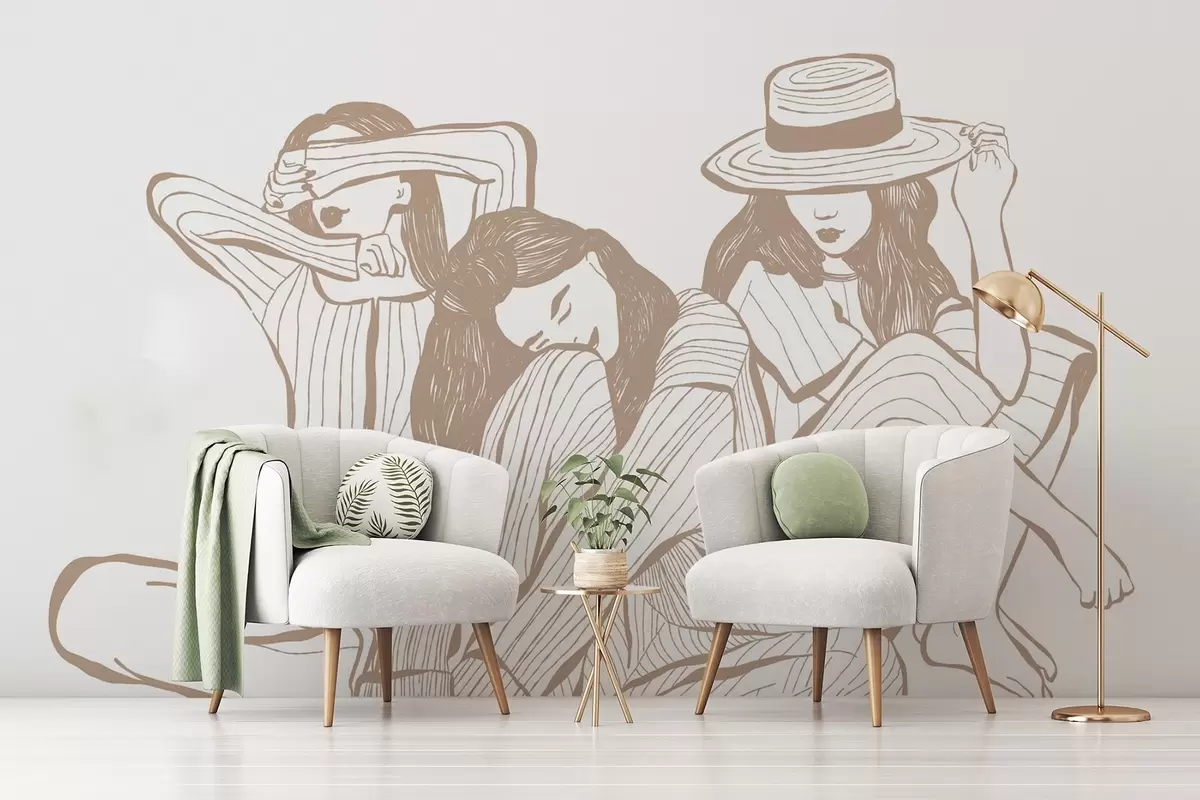 murales de pared Chicas tonos beige w04384v2