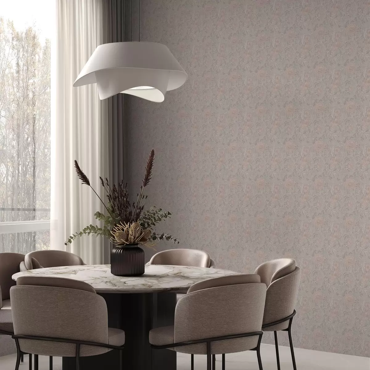 Papel pintado Suaves flores pastel de estilo art nouveau a00394