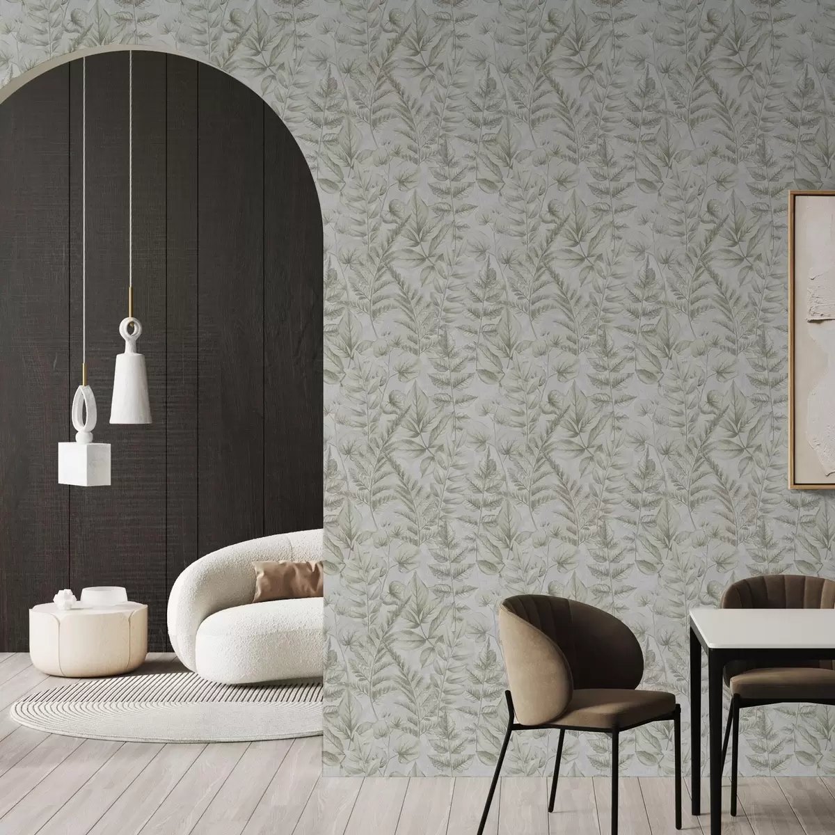 Papel pintado Suaves hojas pastel en acuarela de estilo botánico a00437