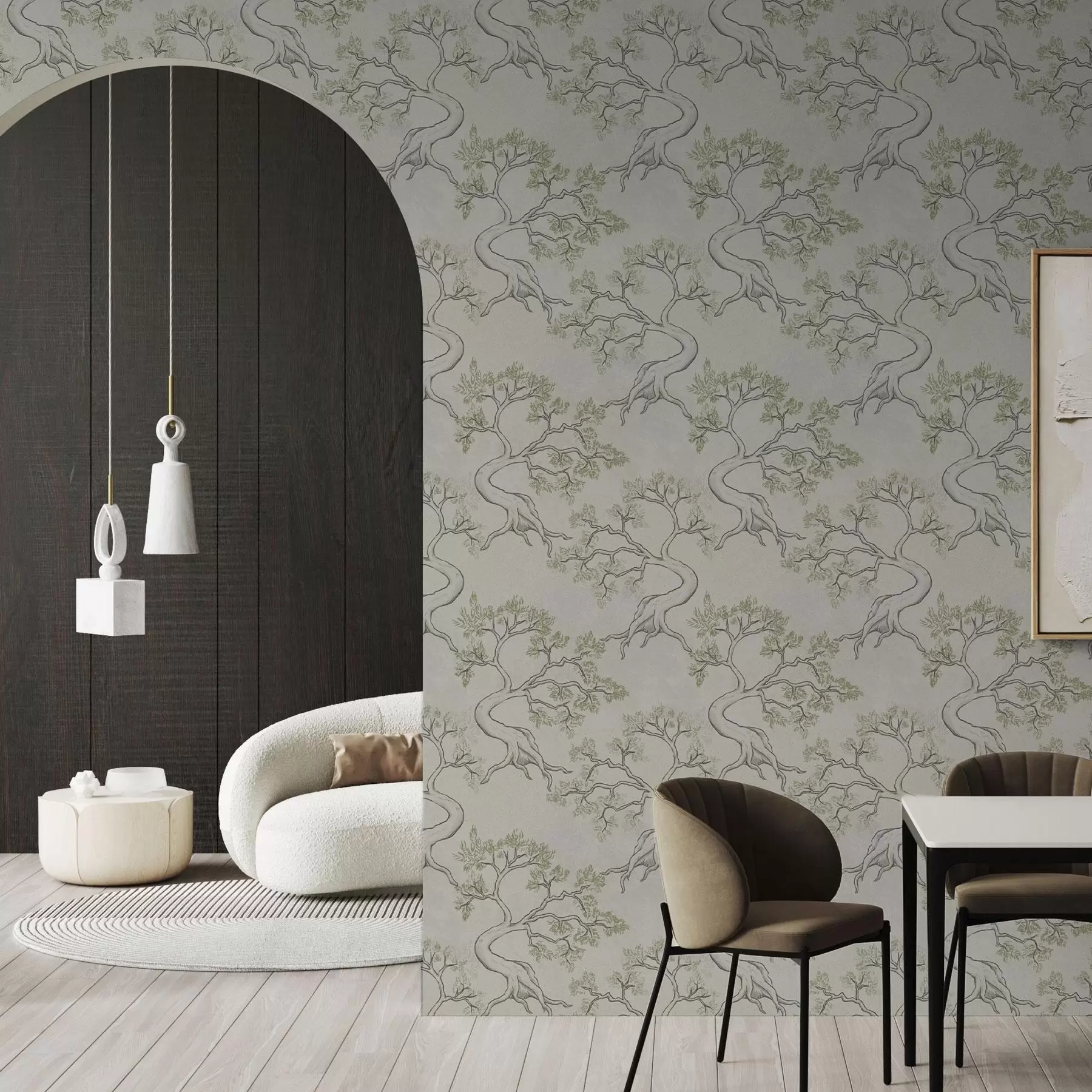 murales de pared Árboles monocromos con elegantes troncos curvados a00468