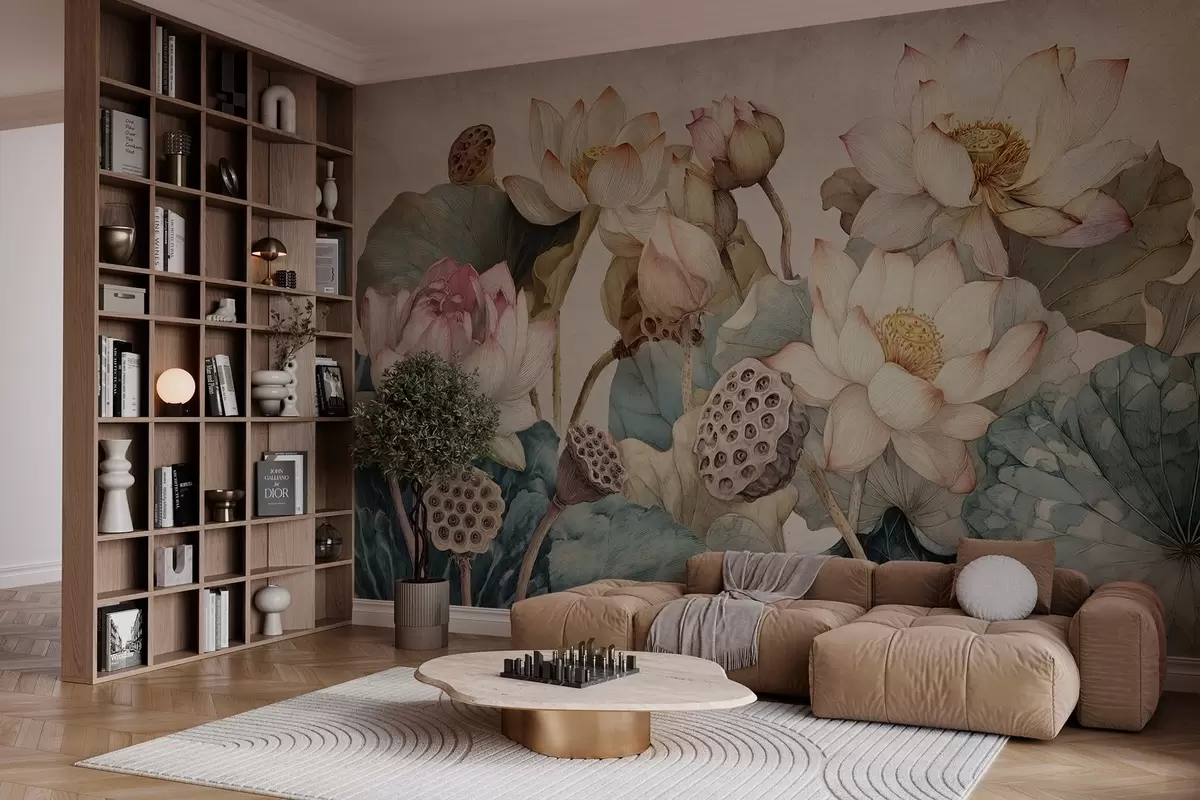 murales de pared nenúfares de gran textura w04309