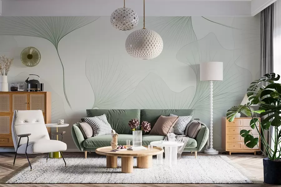 murales de pared Hojas de ginkgo transparentes w04433v2