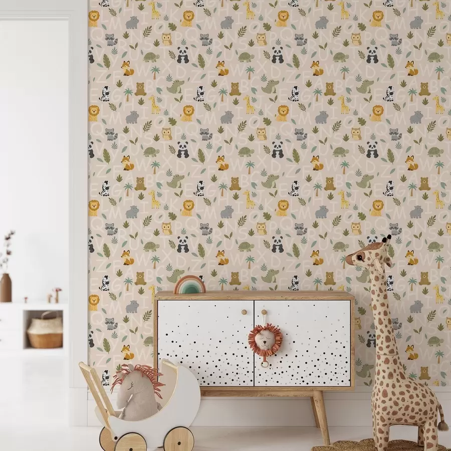 murales de pared Abecedario con simpáticos animales y plantas para niños a00400