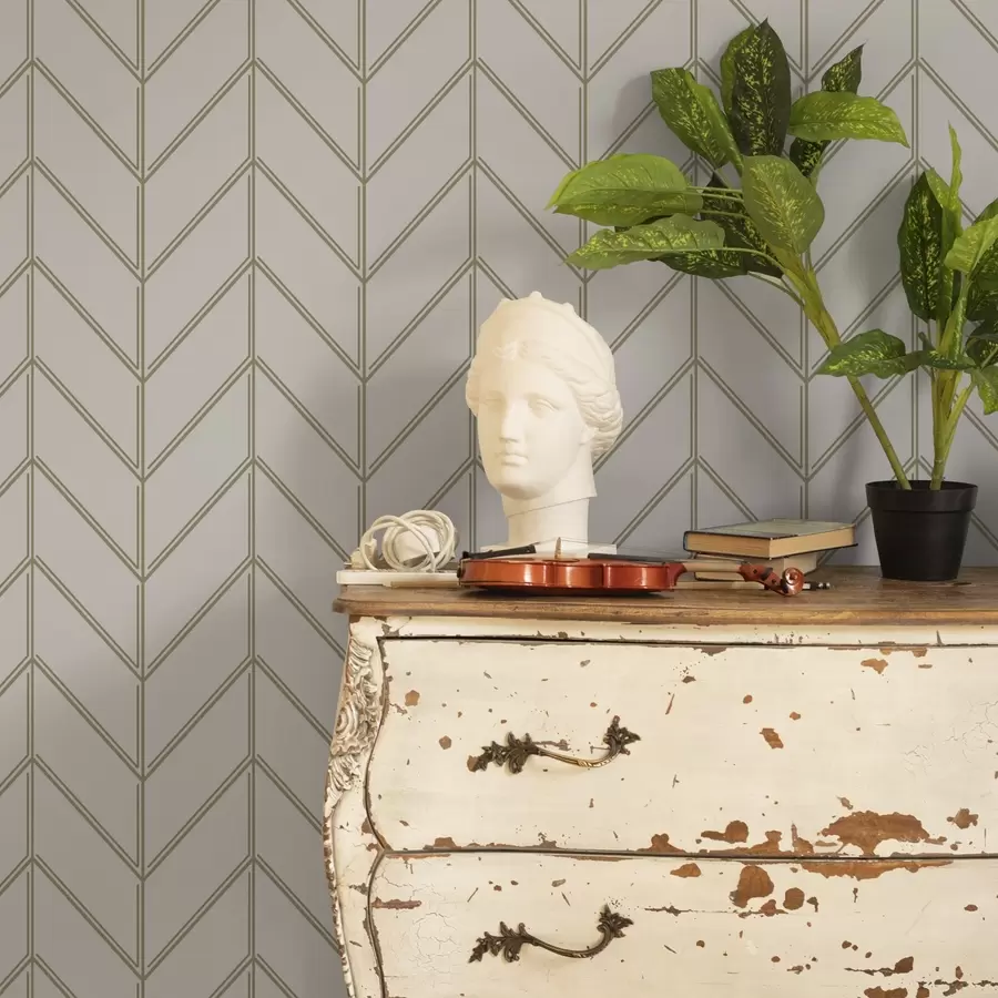 murales de pared Geometría en forma de abetos con líneas dobles a00488