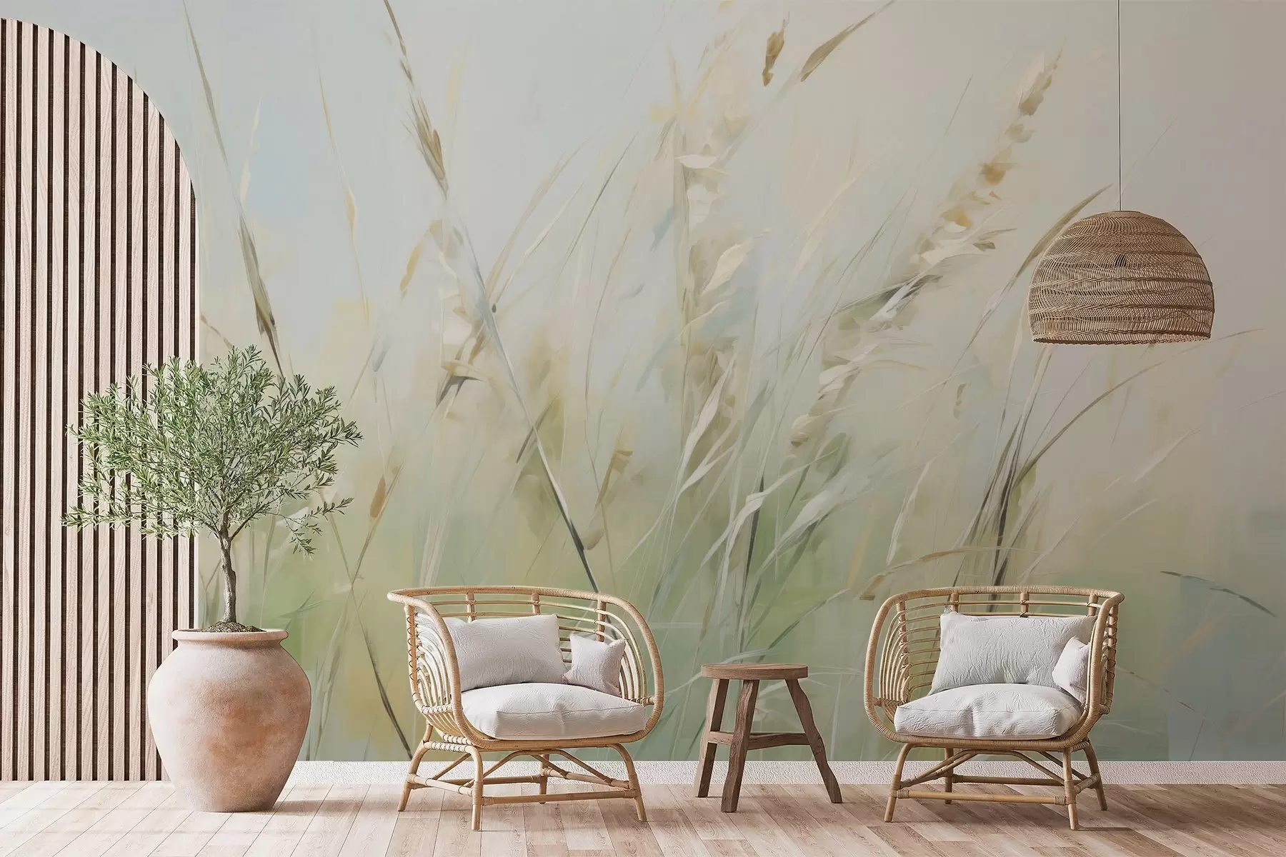 murales de pared Pintura imitación hierba w04484