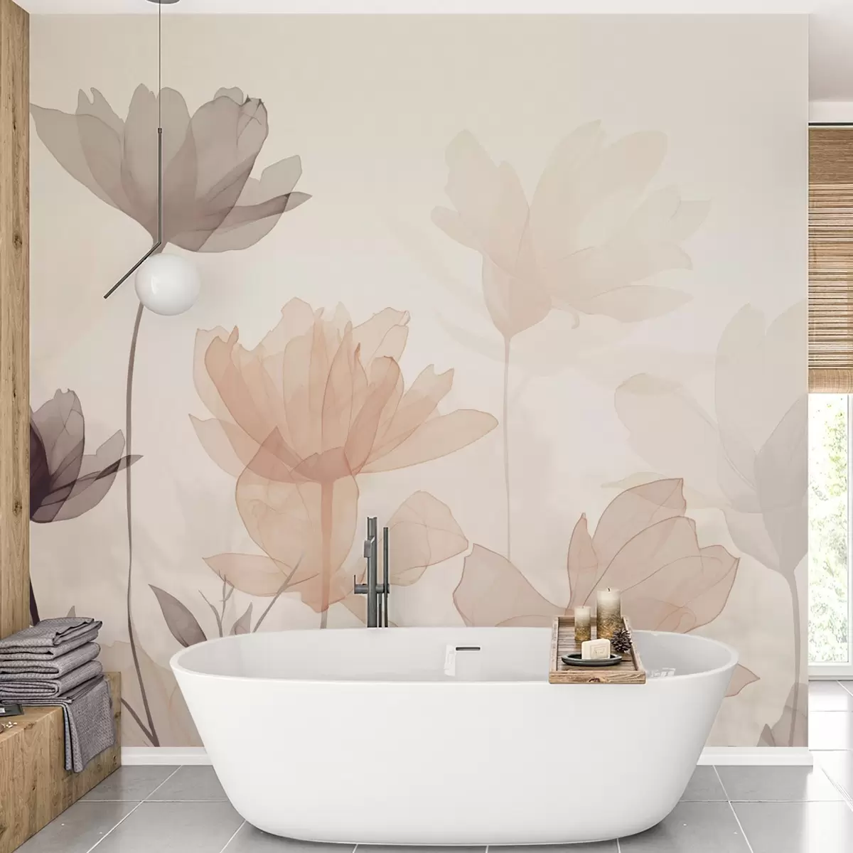 murales de pared Siluetas de flores w04489