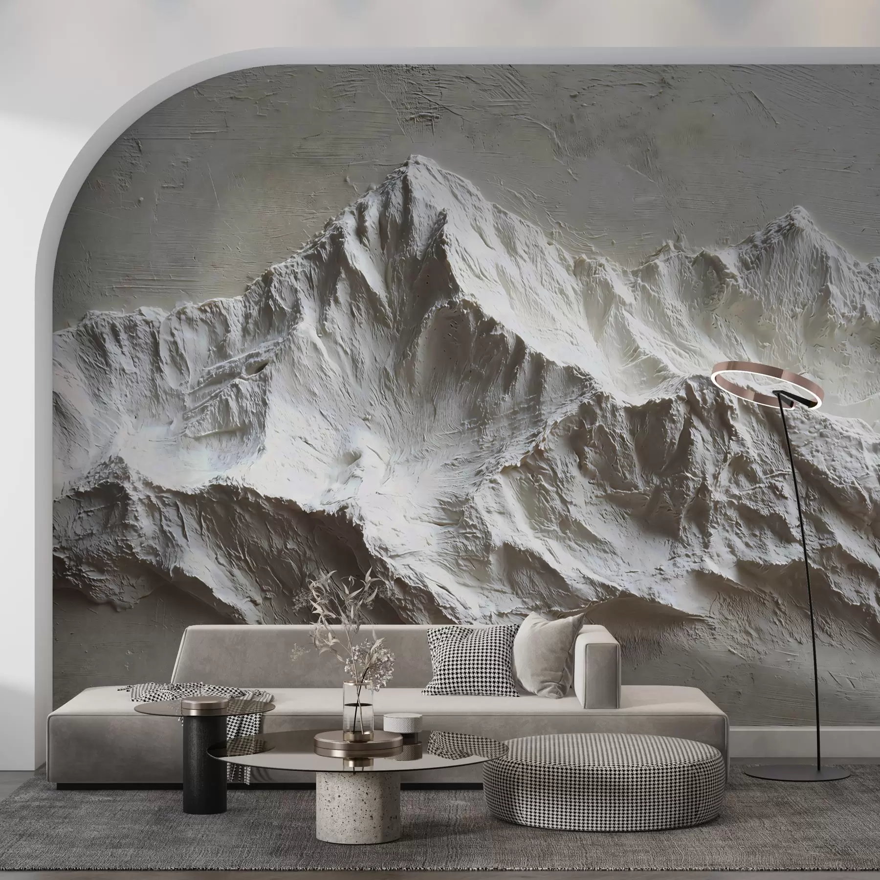 murales de pared Montañas en relieve en tonos claros con textura w04396