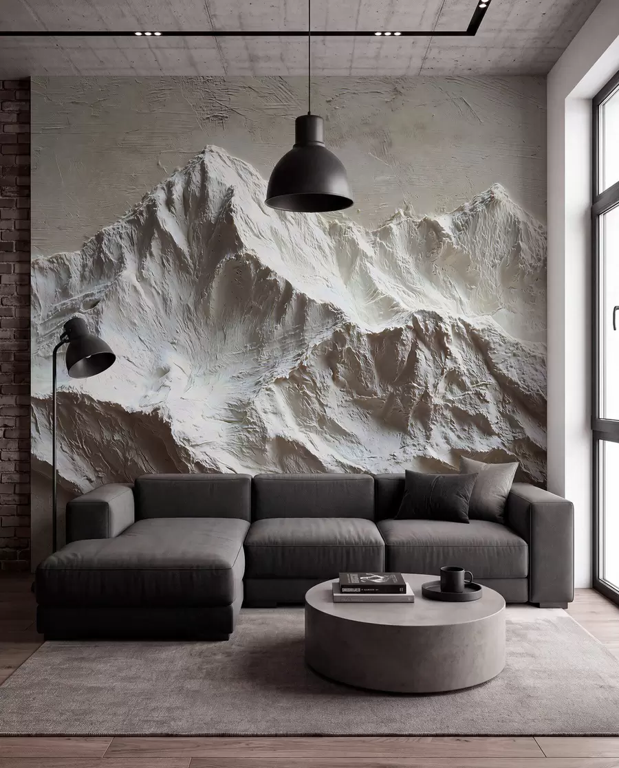 murales de pared Montañas en relieve en tonos claros con textura w04396
