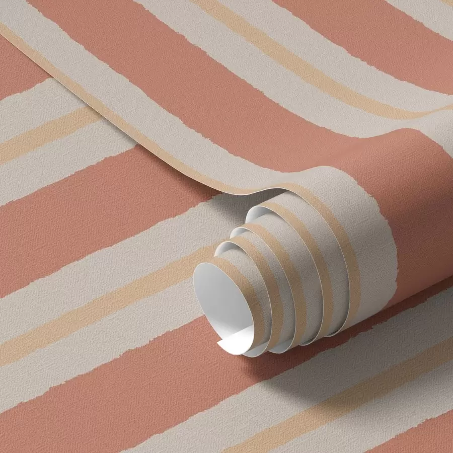 murales de pared Rayas terracota brillantes con toques beige a00515