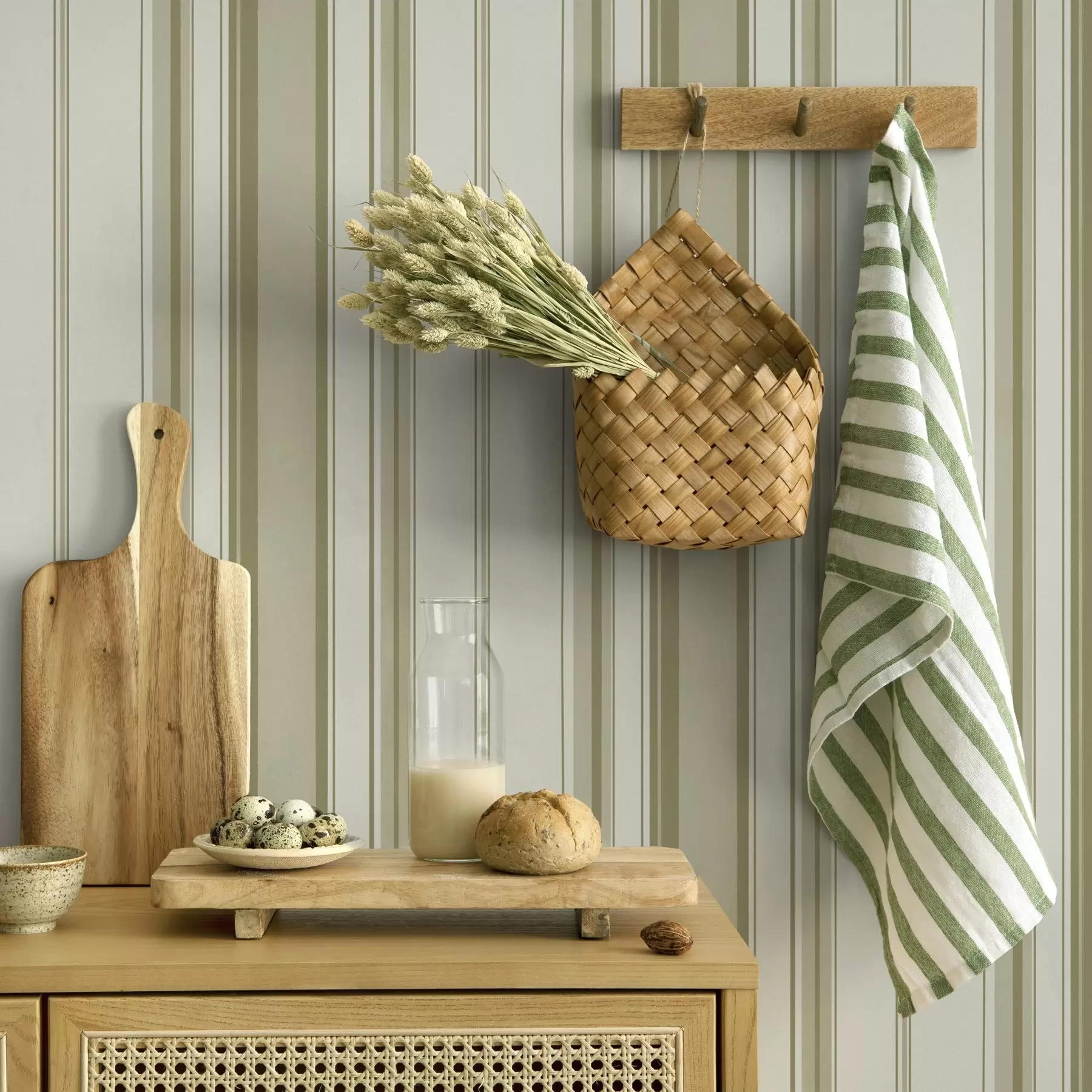 murales de pared Fondo crema con rayas gris-beige de diferentes anchos a00521