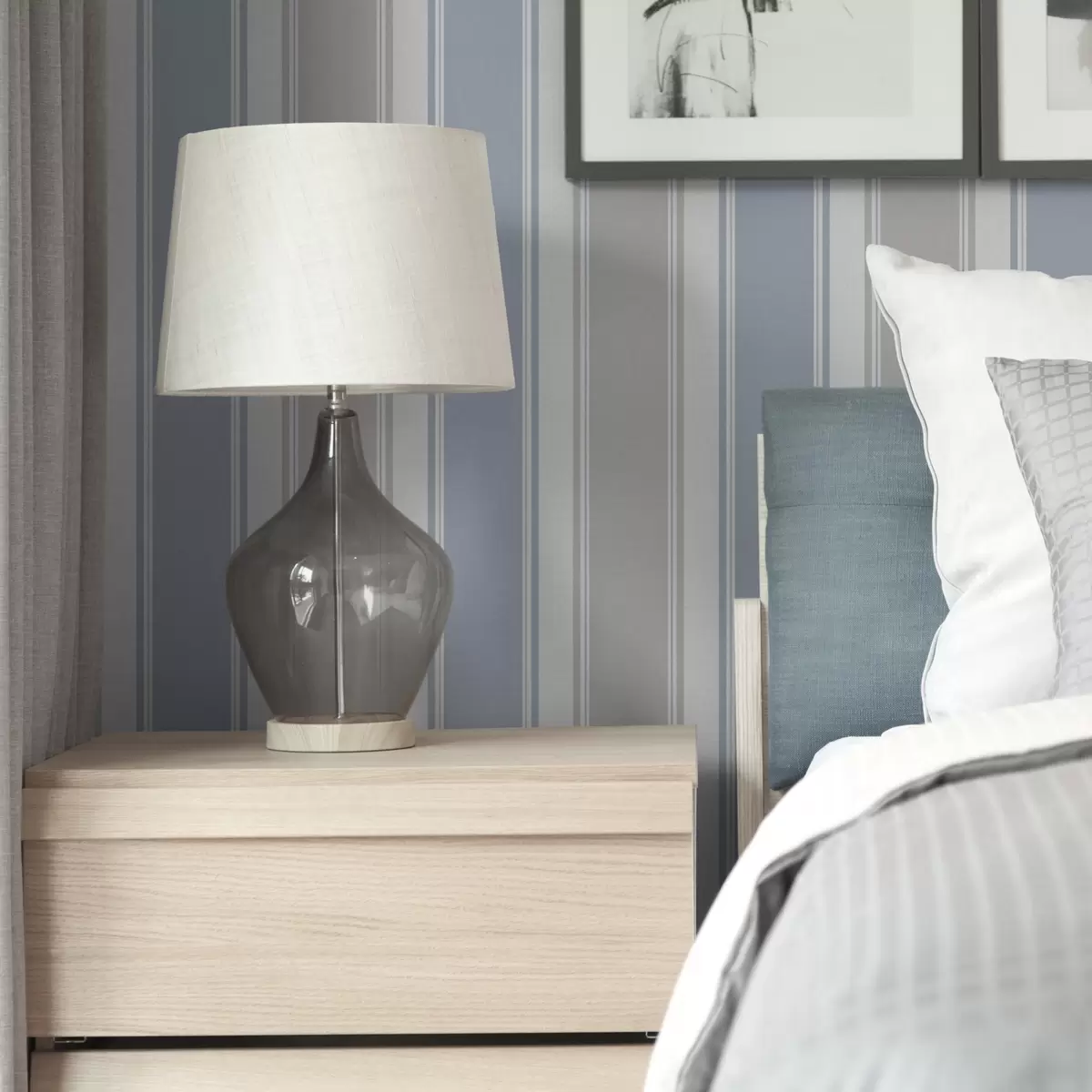 Papel pintado Combinación de rayas anchas grises y azules a00557