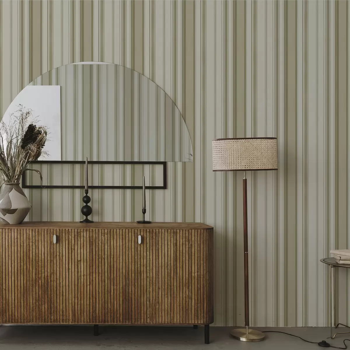 Papel pintado Fondo crema con rayas verticales gris-beige a00564