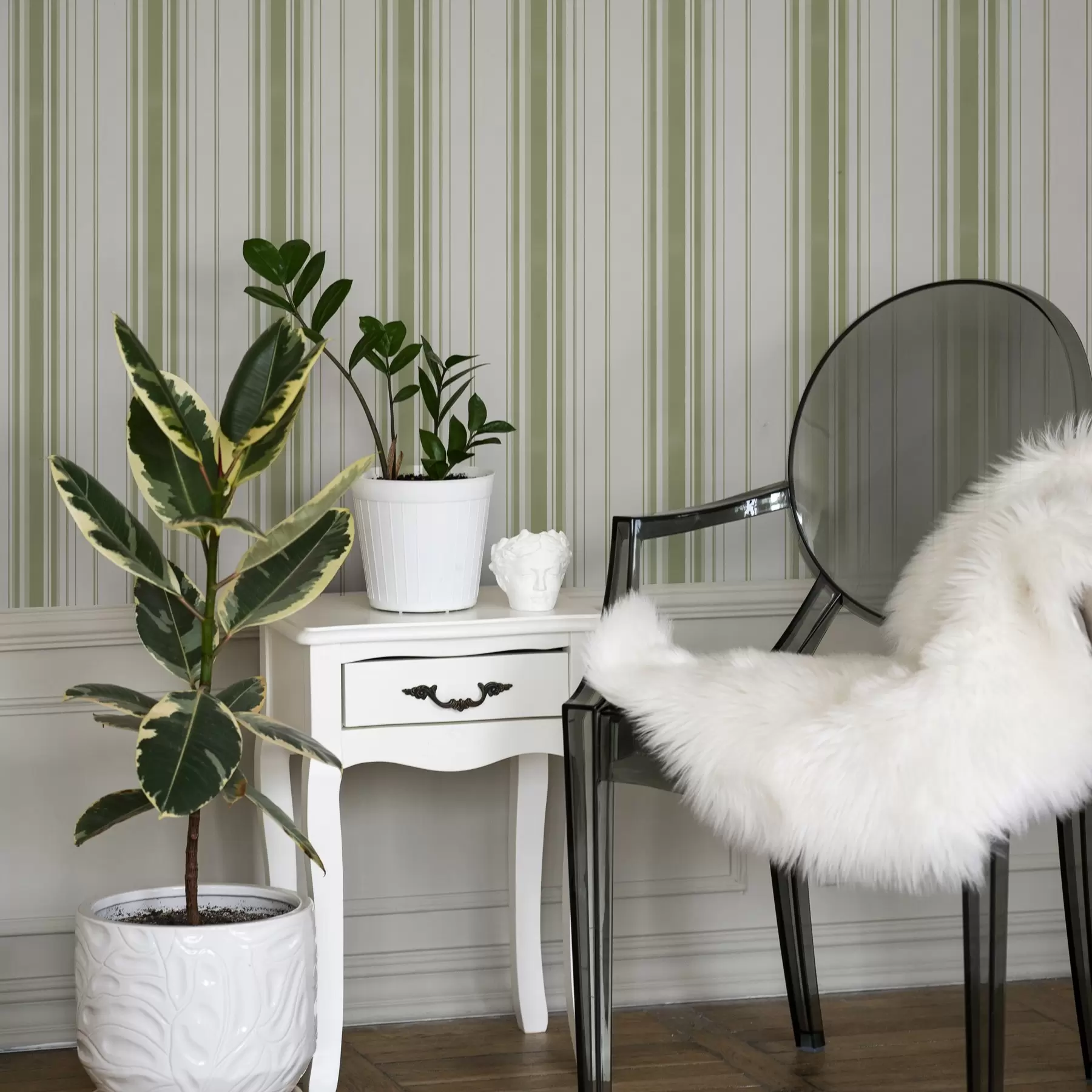 murales de pared Rayas verticales verdes de anchura variable a00565