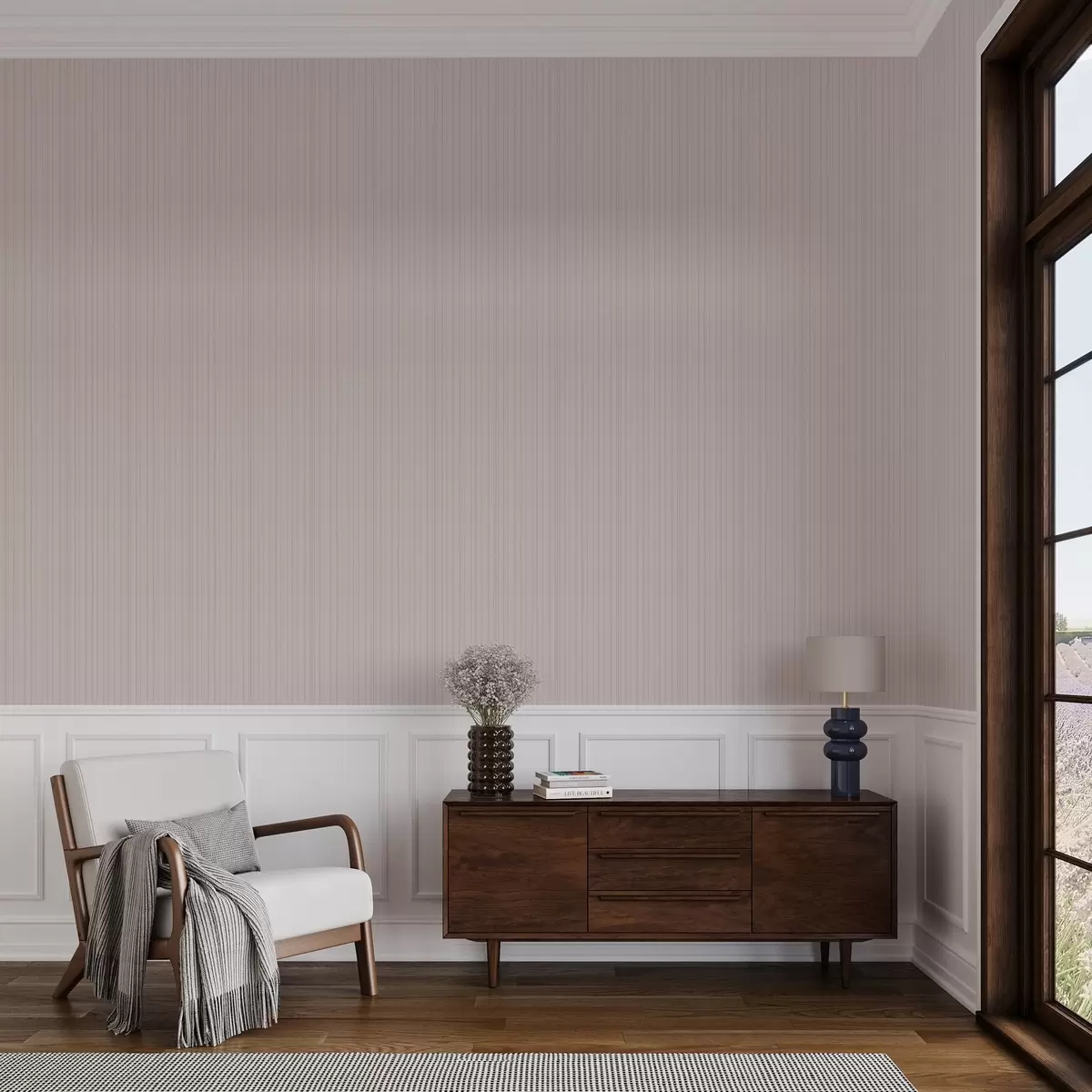 Papel pintado Rayas verticales rosa claro de estilo delicado a00567