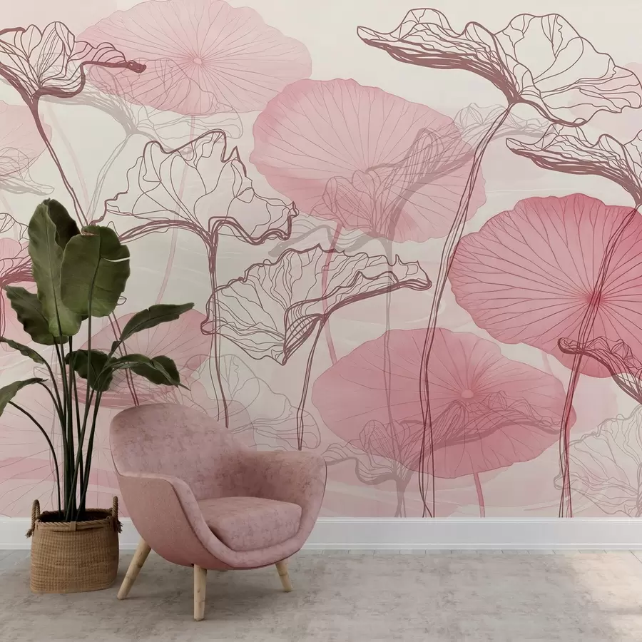 murales de pared Varias hojas de loto w04471v1