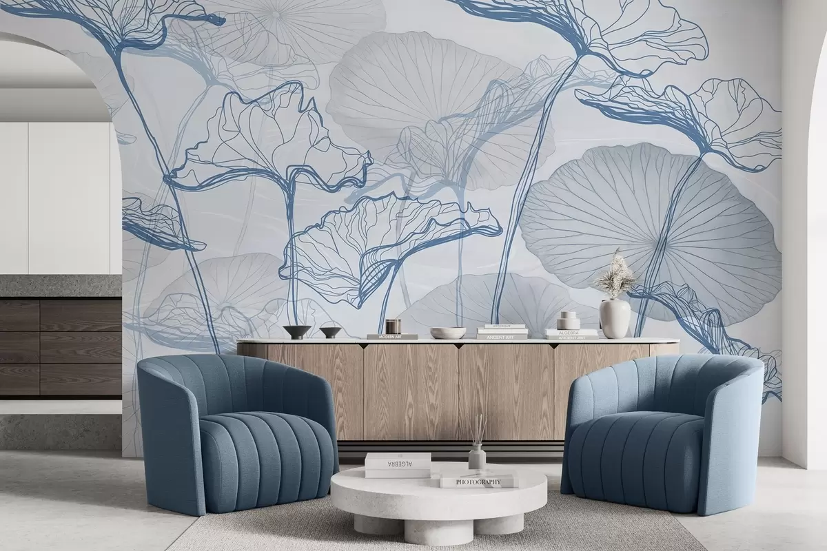 murales de pared Varias hojas de loto w04471v2