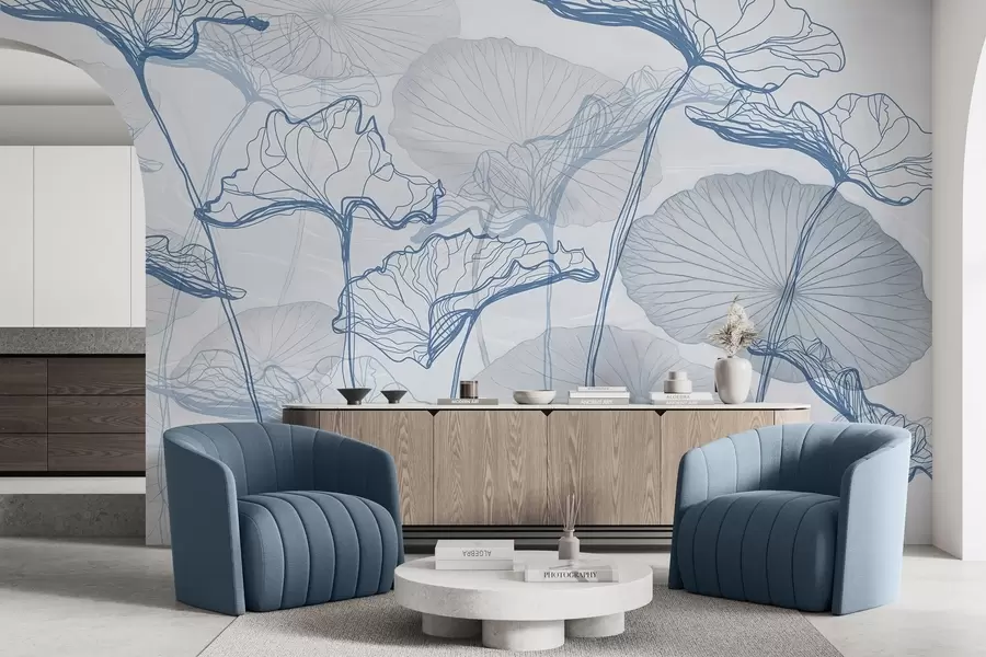 murales de pared Varias hojas de loto w04471v2