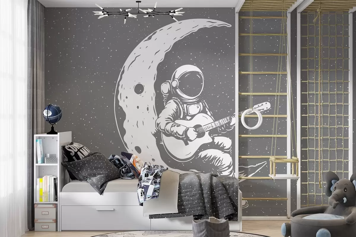 murales de pared Cosmonauta, luna, guitarra w04514