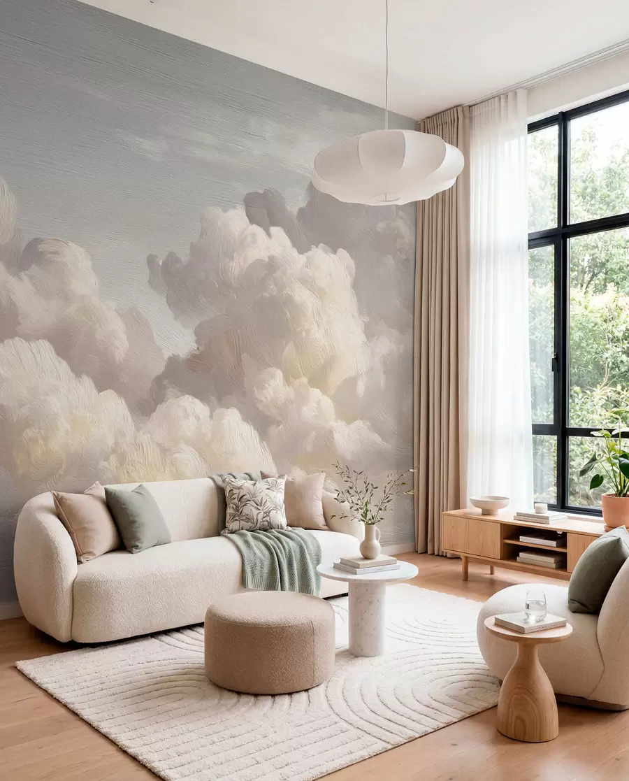 murales de pared Nubes dramáticas con pinceladas de textura suave w04550