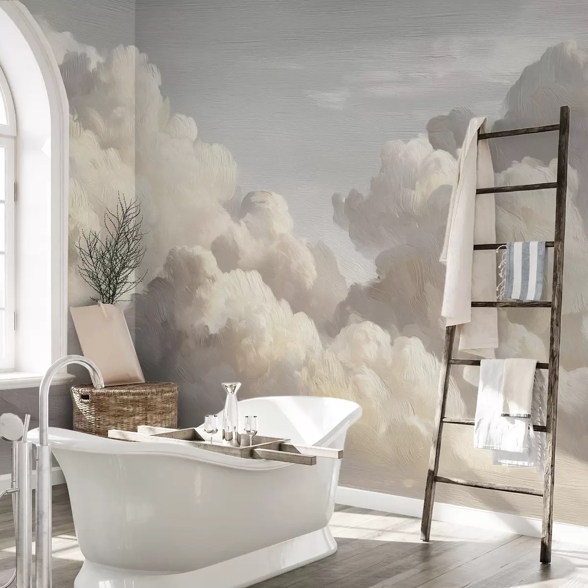 murales de pared Nubes dramáticas con pinceladas de textura suave w04550