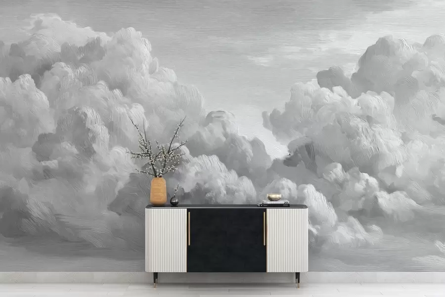 murales de pared Formación de nubes monocromáticas con textura w04550v3