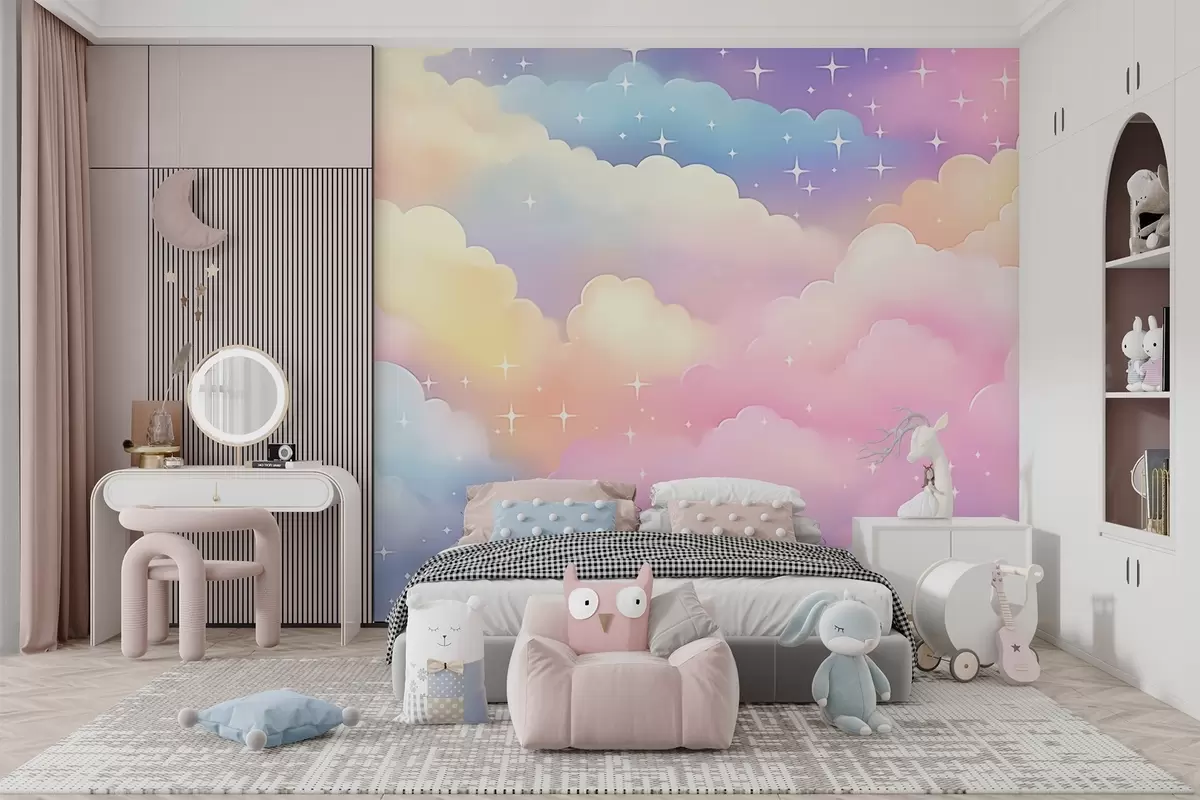 murales de pared Nubes con estrellas w04585