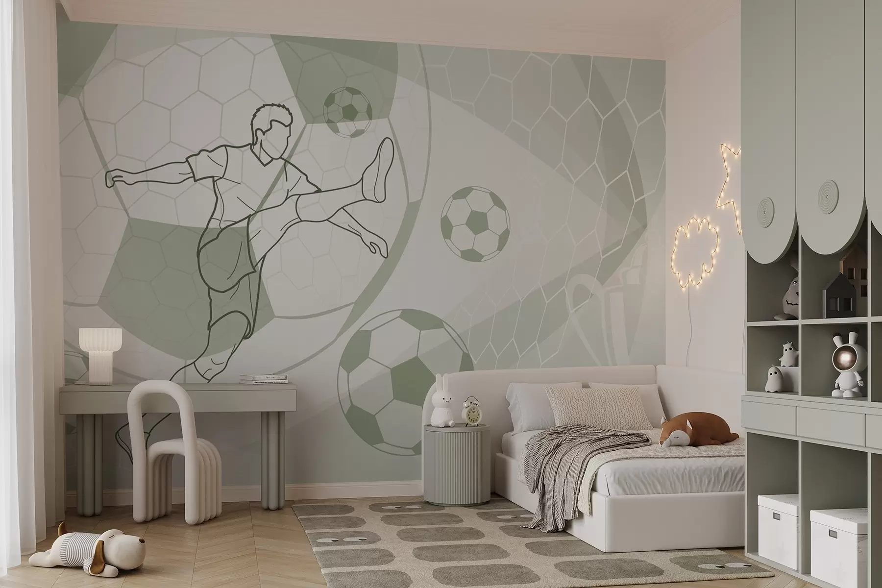 murales de pared Jugador de fútbol y balones w04601v2