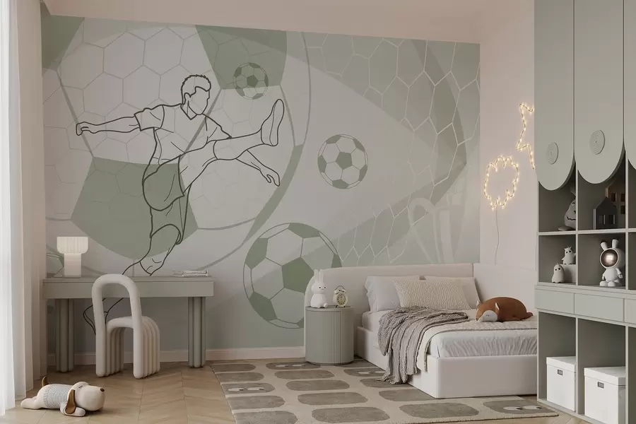 murales de pared Jugador de fútbol y balones w04601v2