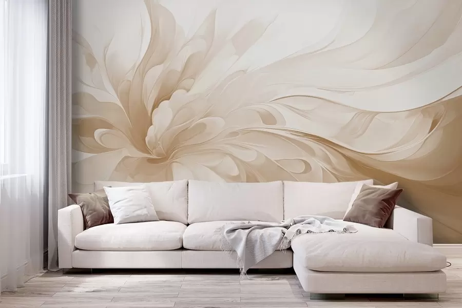 murales de pared Suave remolino abstracto en tonos beige w09392v1