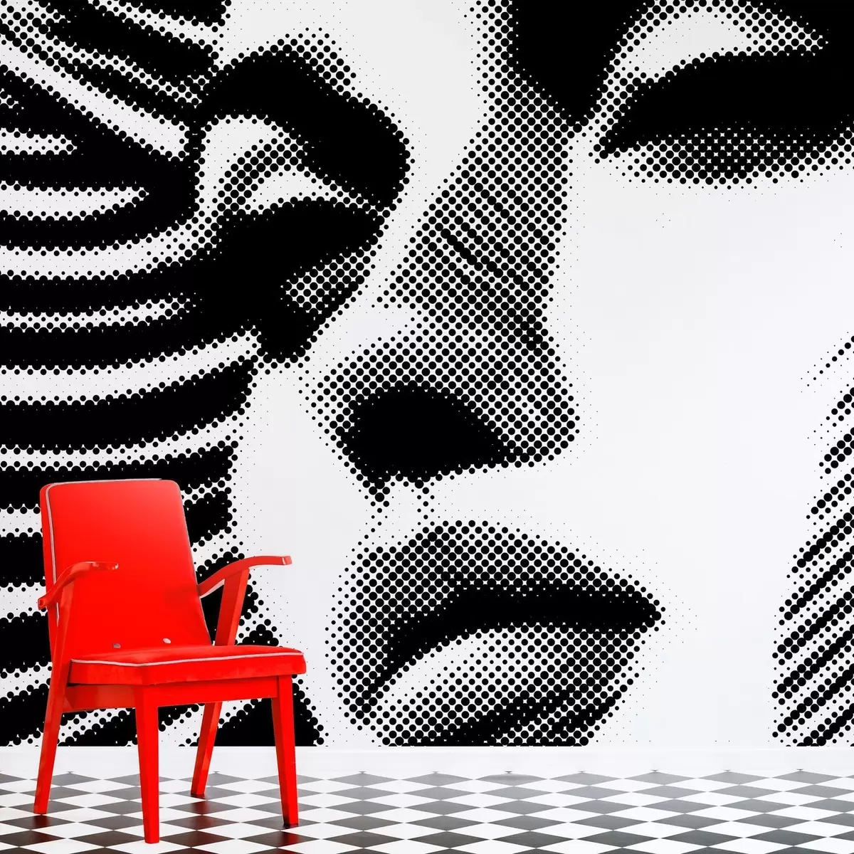 murales de pared Rostro de mujer al estilo pop art w04504