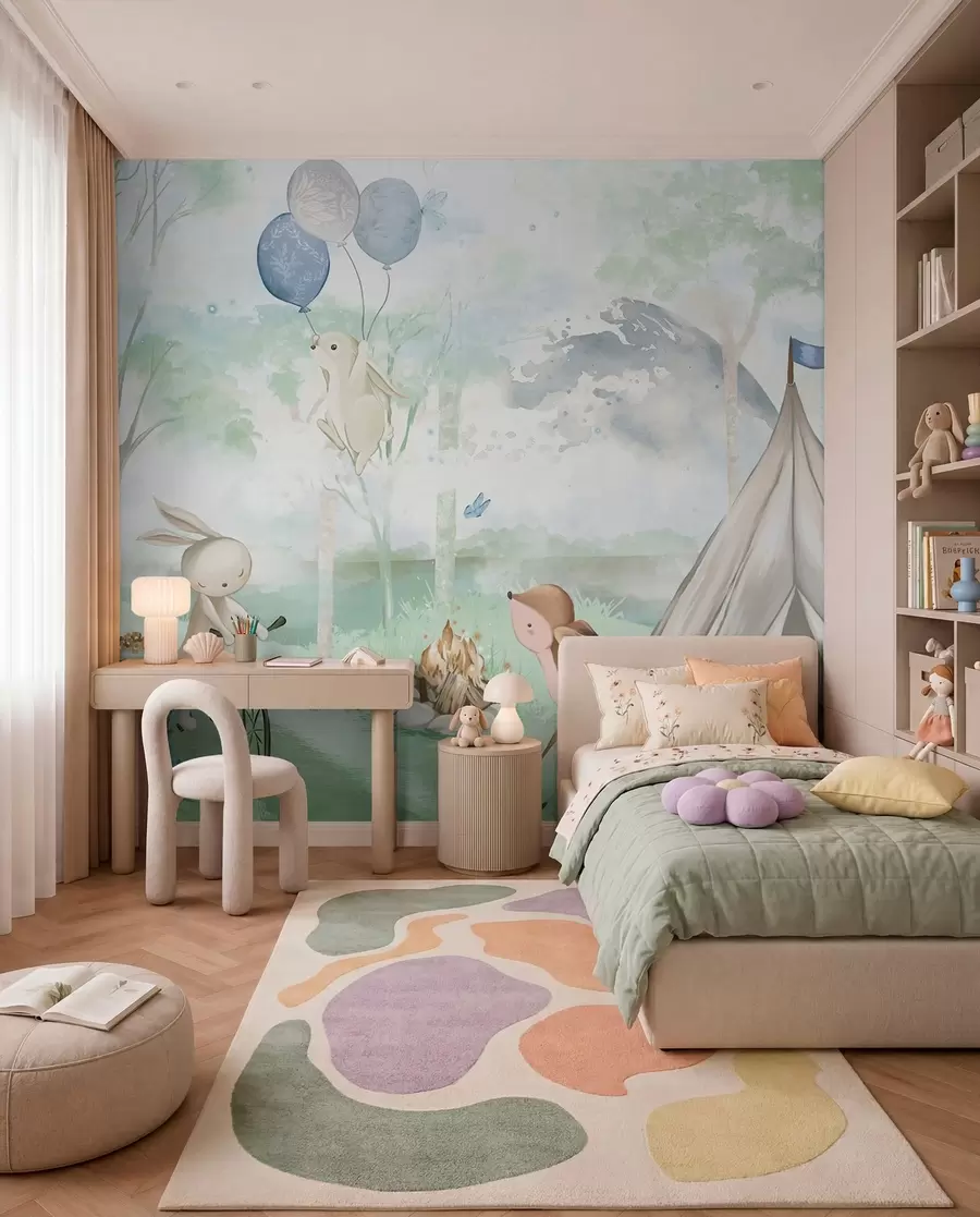 murales de pared Campamento en verde primavera w04671v1