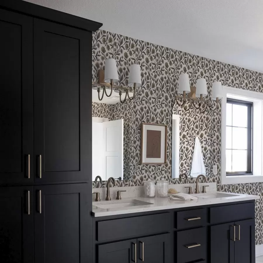 murales de pared Flores silvestres en tonos gris oliva sobre fondo crema a00623v1