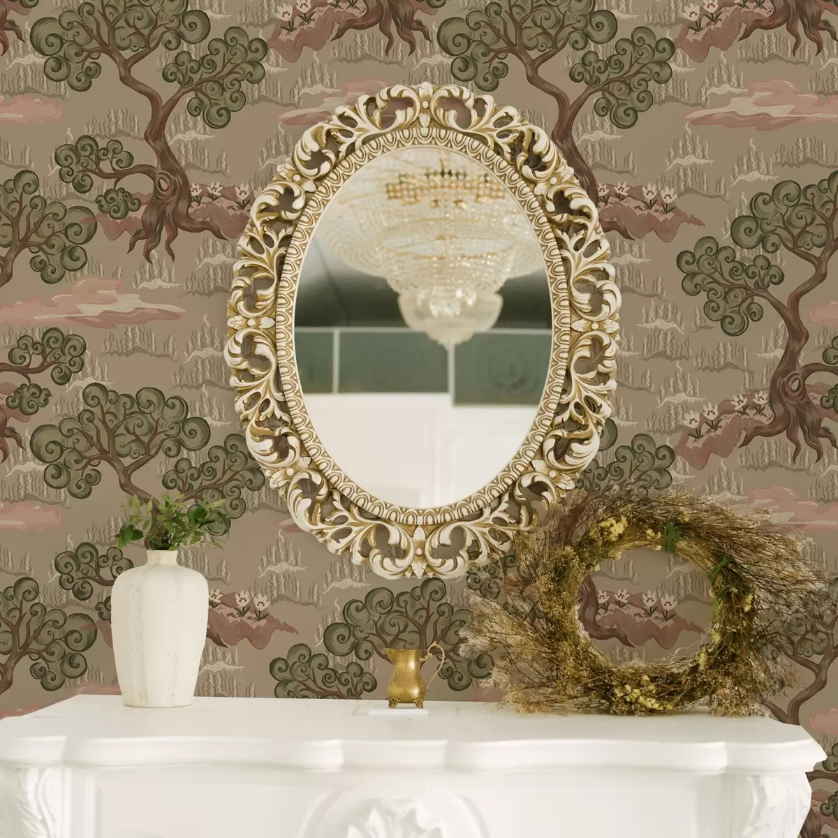 Papel pintado Paisaje oriental con árboles caprichosos sobre un fondo arenoso a00715