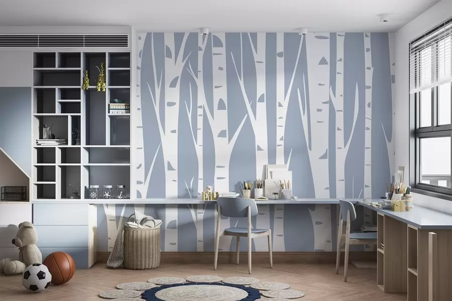 murales de pared Bosque de abedules w04658v1