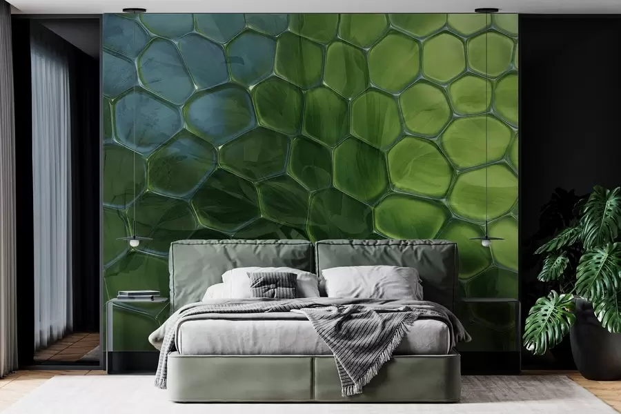 murales de pared Hojas a través de panales de cristal w04667