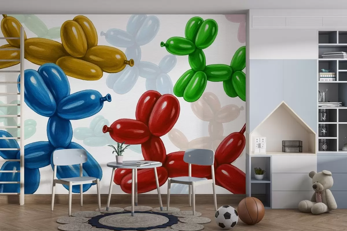 murales de pared Pelotas con forma de perro w04675